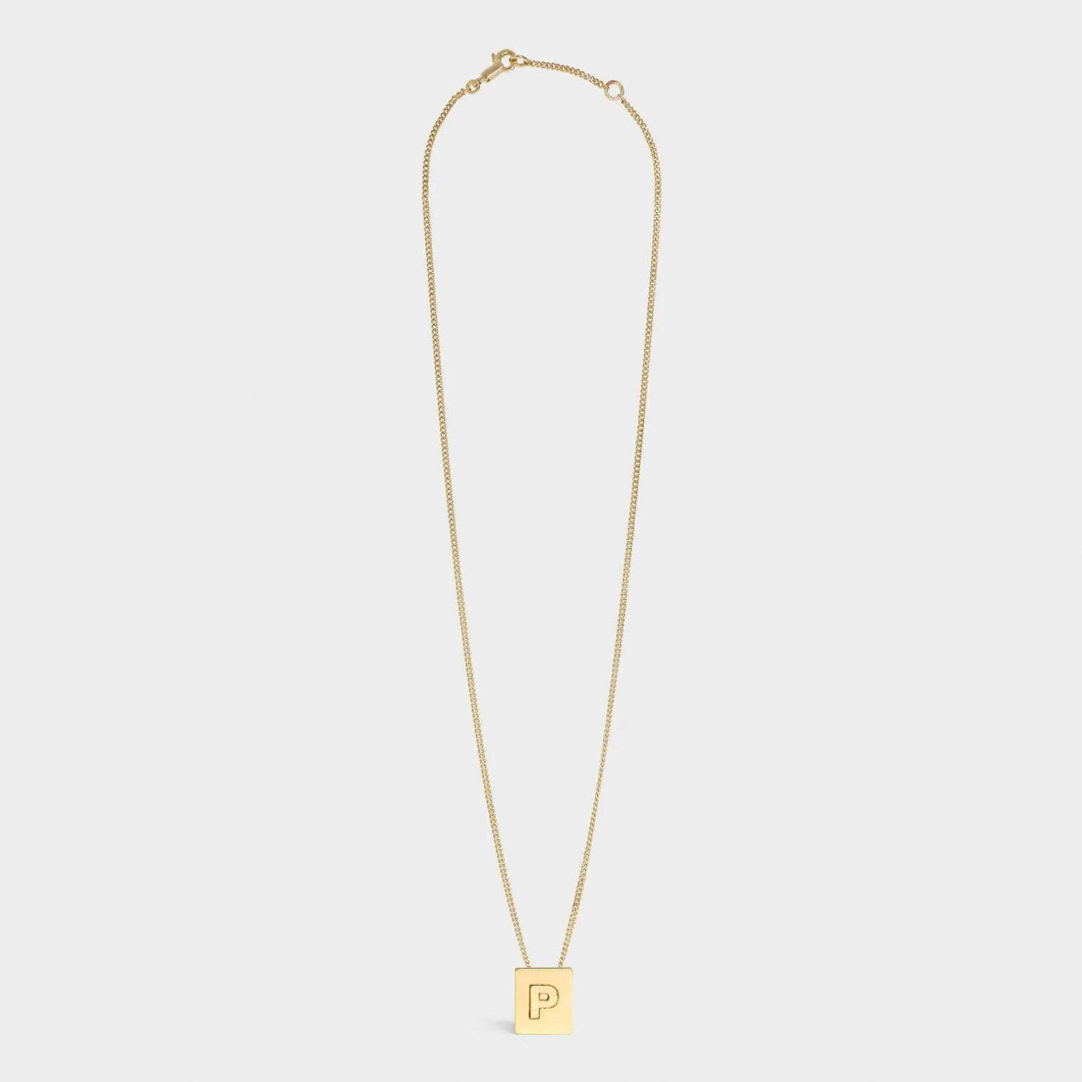 Alphabet P Necklace in Brass with Gold finish
