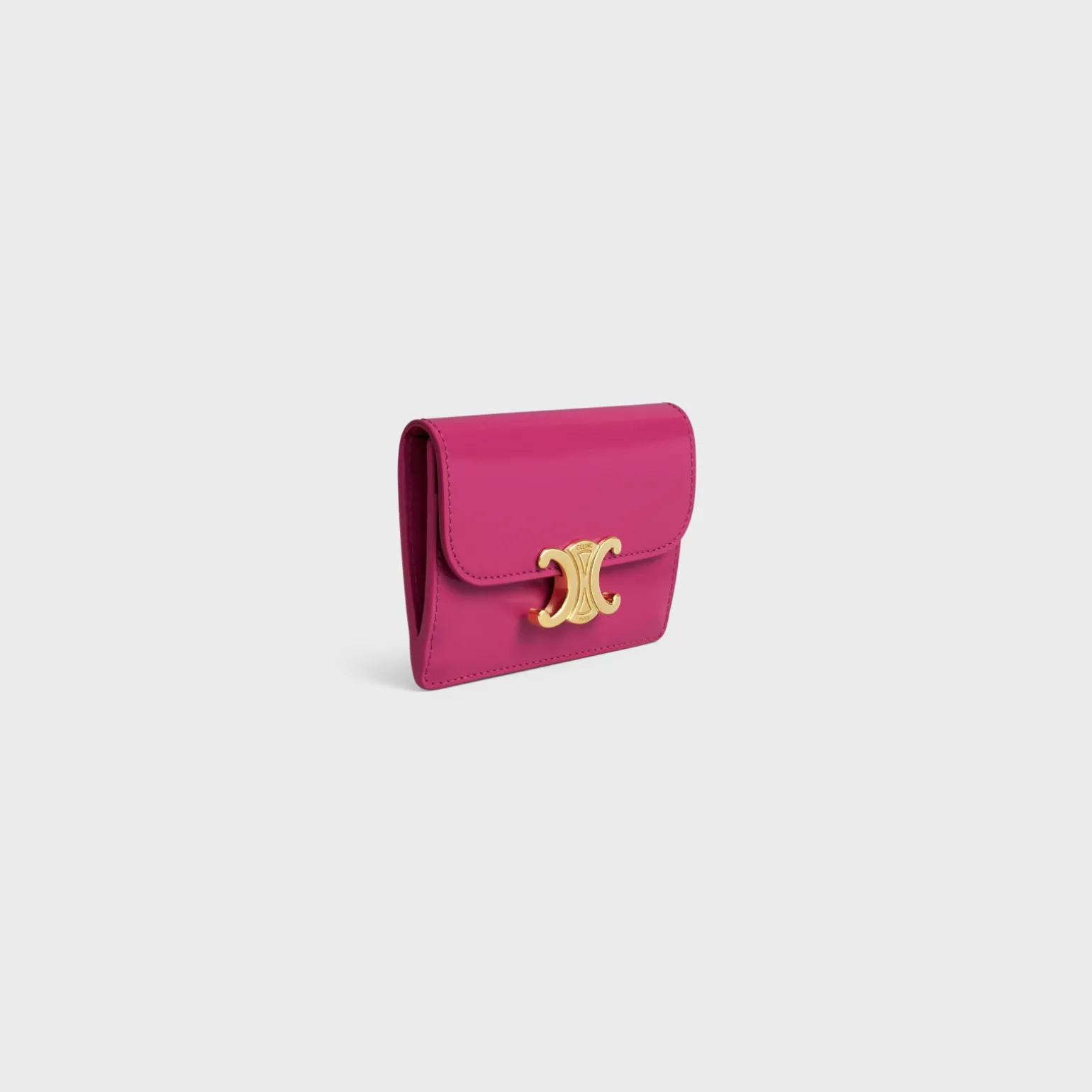CARD HOLDER WITH FLAP TRIOMPHE in Shiny calfskin