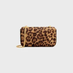 CHAIN SHOULDER BAG CLAUDE in PONY CALFSKIN WITH LEOPARD PRINT
