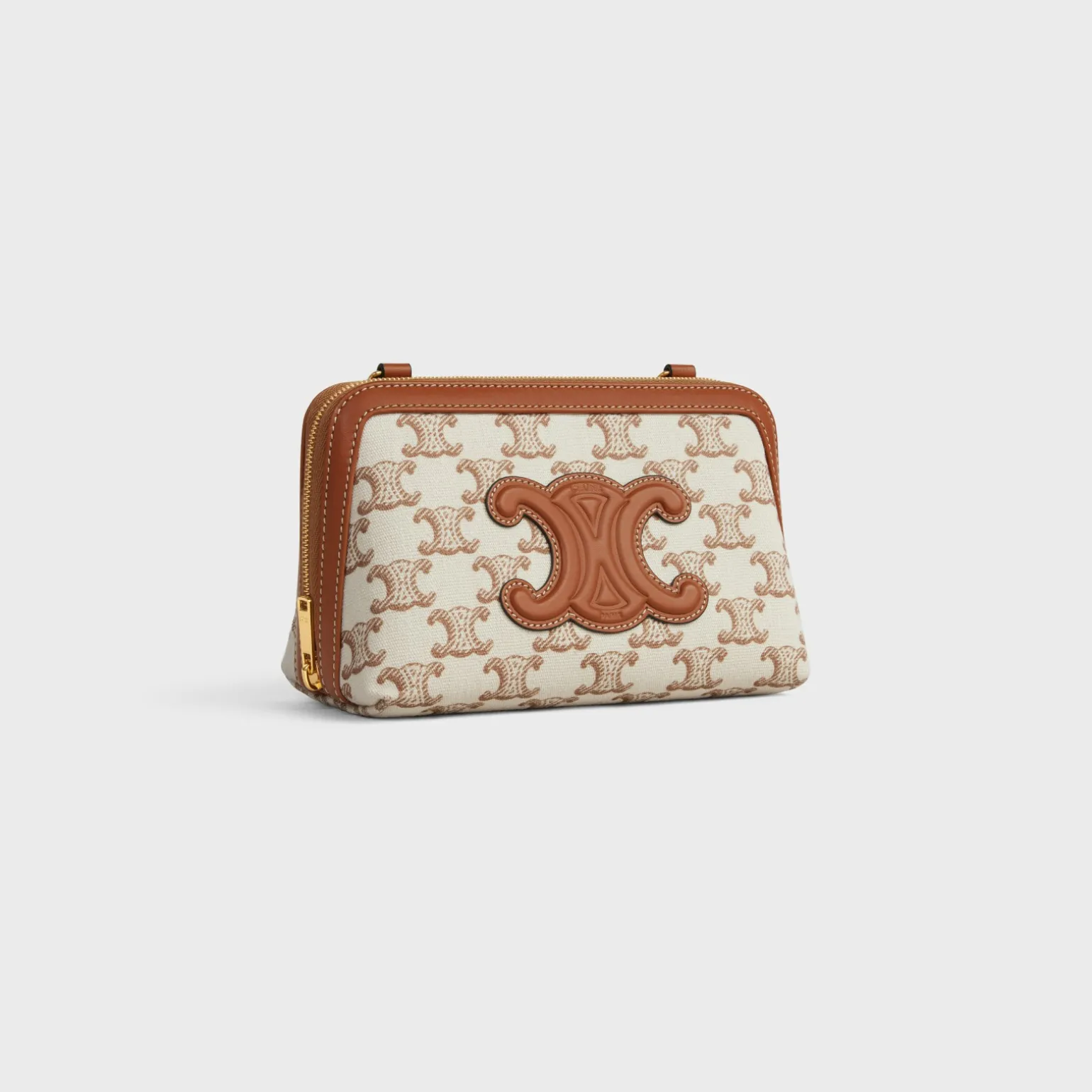 Clutch on Chain Cuir triomphe in TEXTILE WITH TRIOMPHE PRINT AND CALFSKIN