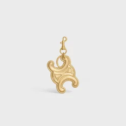 KEYRING TRIOMPHE CHARM in LAMINATED CALFSKIN with GOLD FINISHING