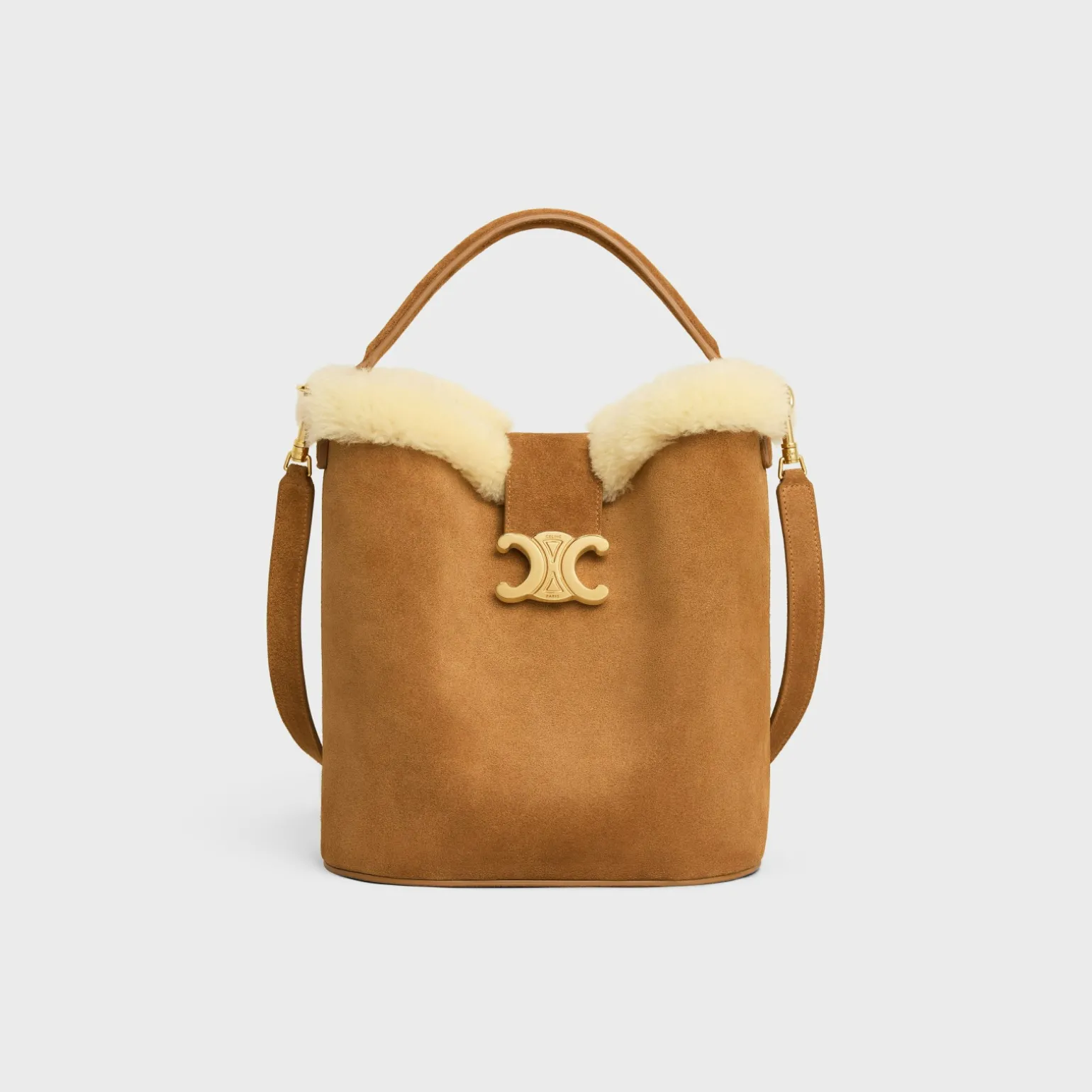 MEDIUM LOUISE BAG in SUEDE CALFSKIN AND SHEARLING