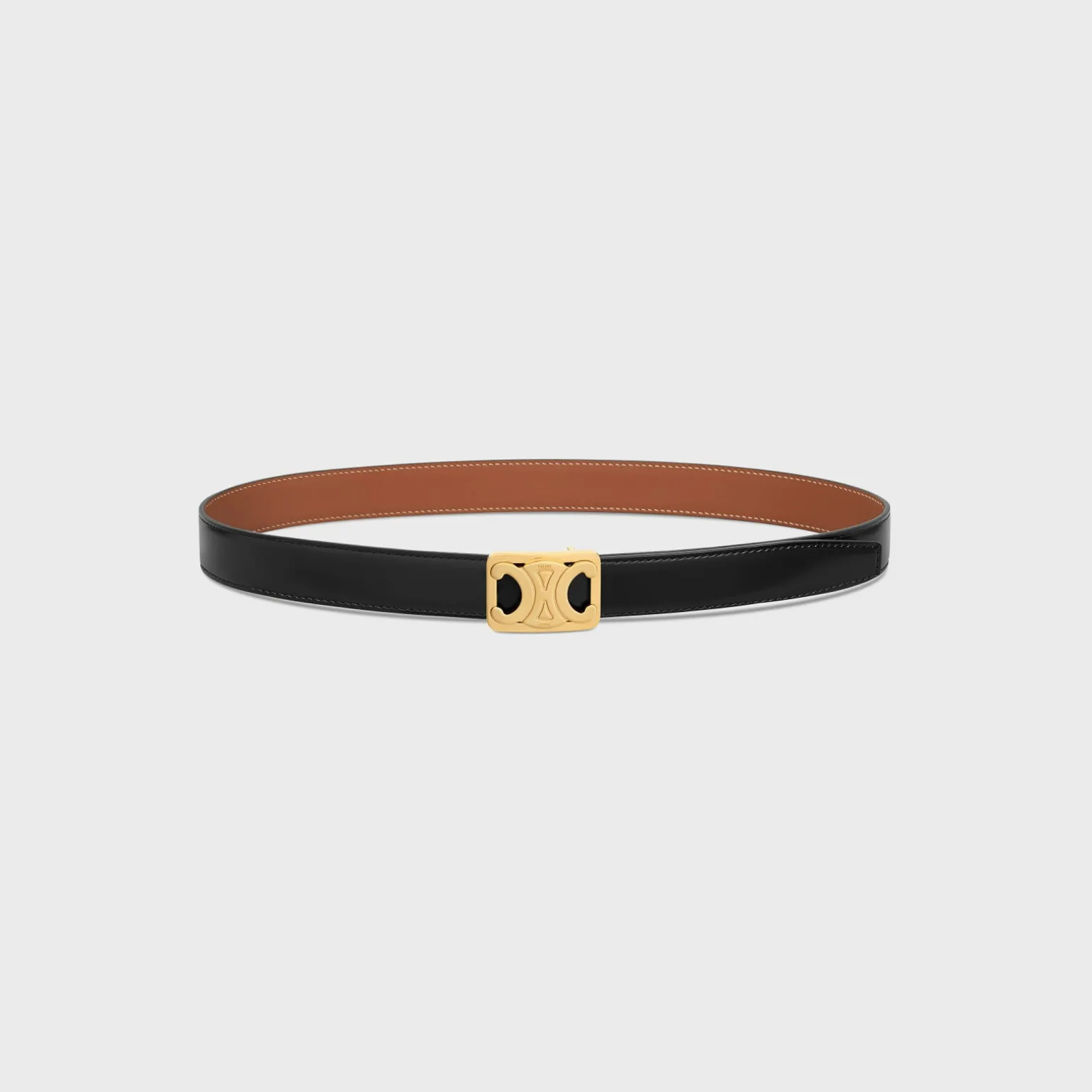 MEDIUM REVERSIBLE FRAMED TRIOMPHE BELT in TAURILLON AND NATURAL CALFSKIN