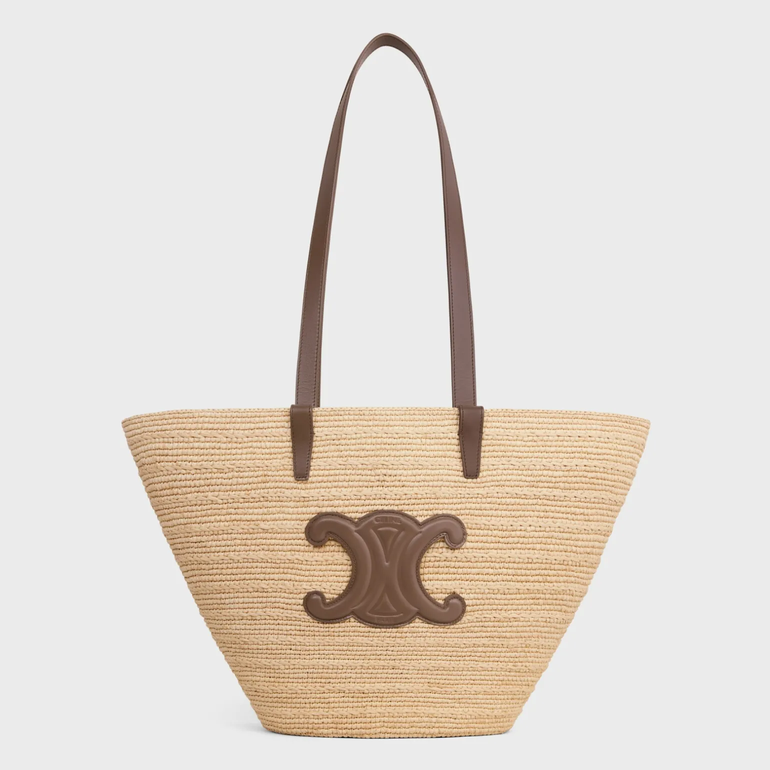 MEDIUM SUPPLE CELINE CLASSIC PANIER in Raffia and calfskin
