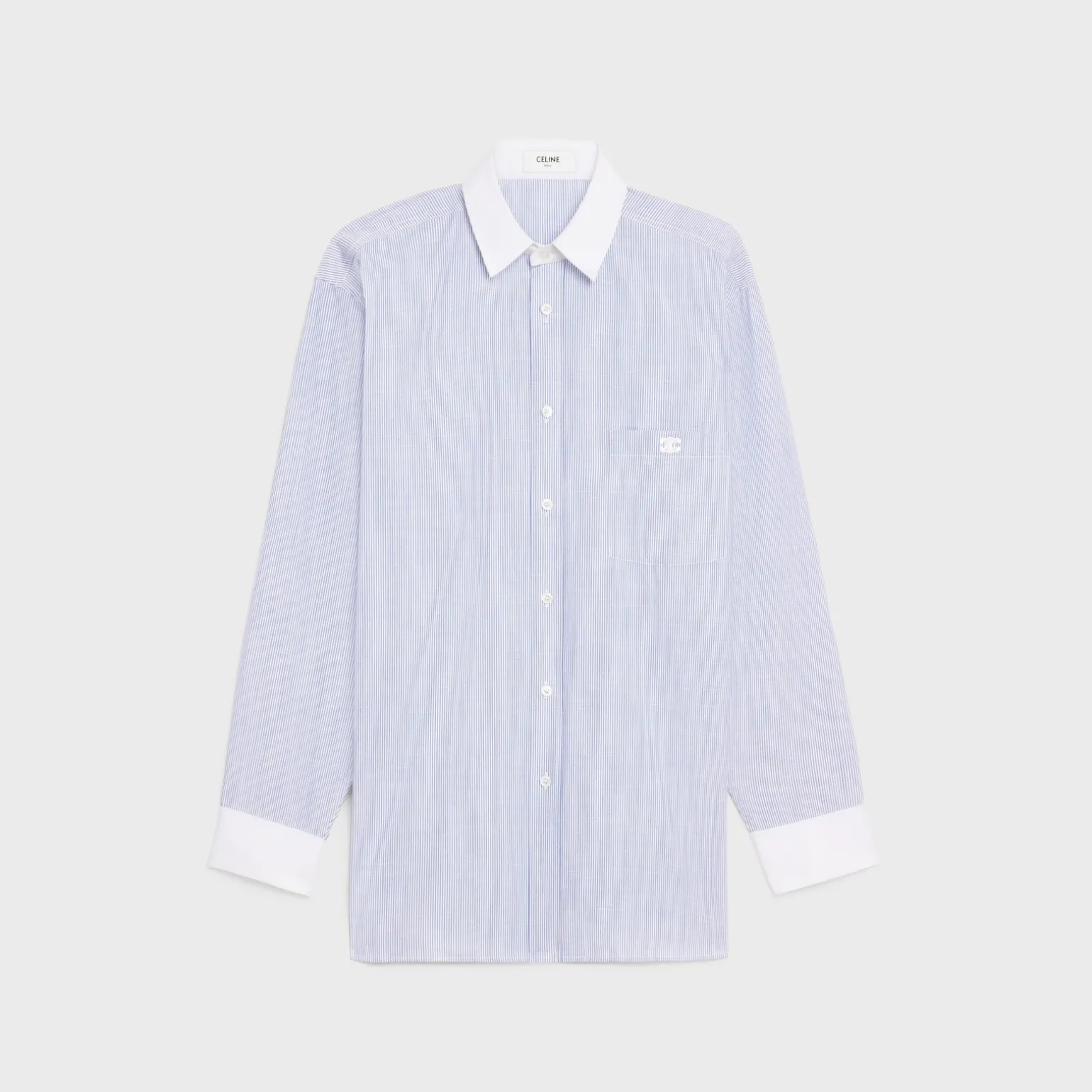 oversized shirt in striped chambray cotton