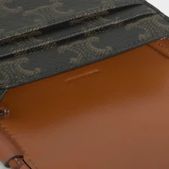 Phone Pouch in Triomphe Canvas and Calfskin