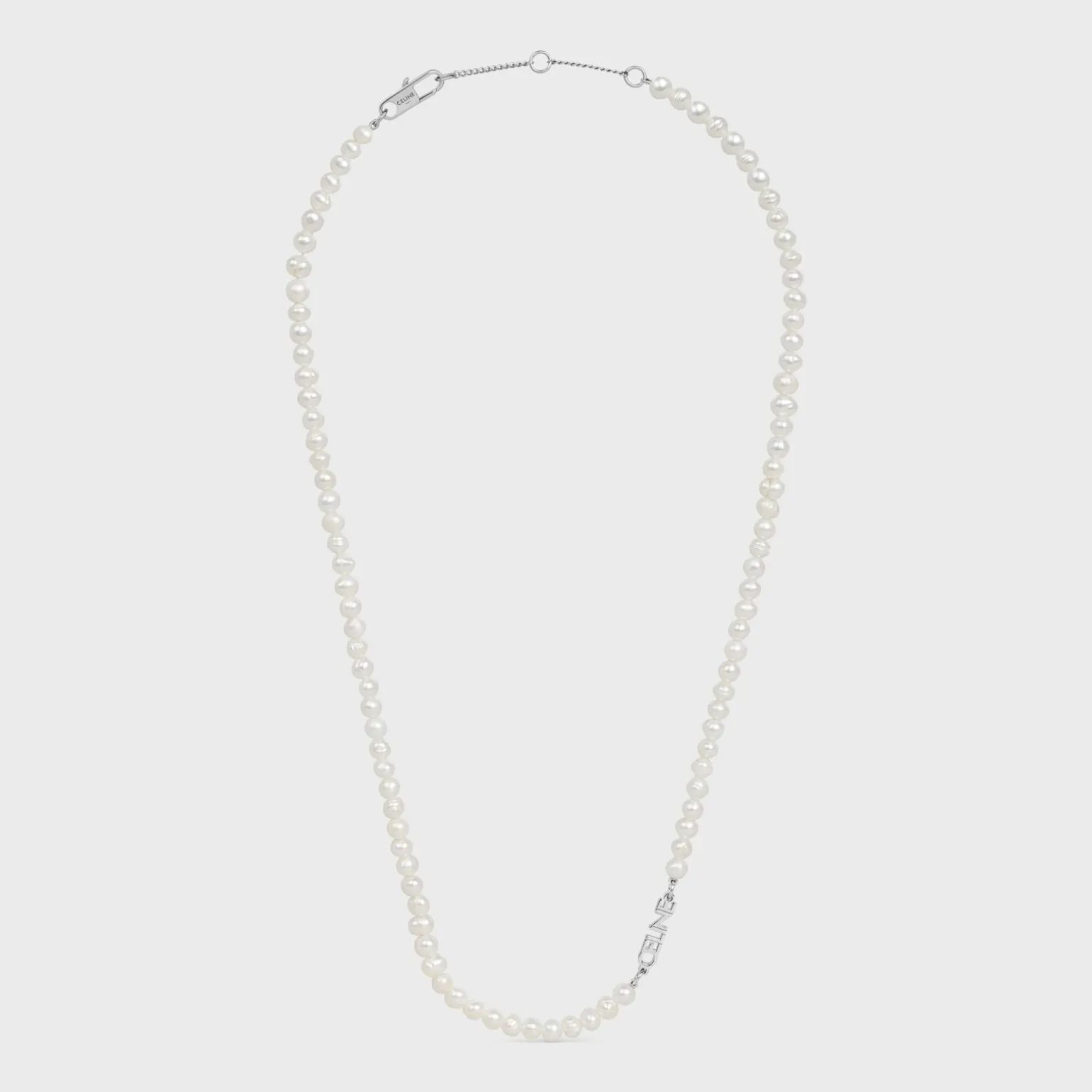 San Onofre Celine Pearl Necklace in Freshwater Pearls and Brass with Rhodium Finish