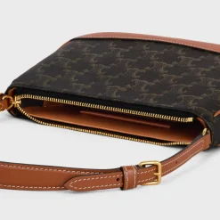 SHOULDER BAG in Triomphe Canvas and calfskin