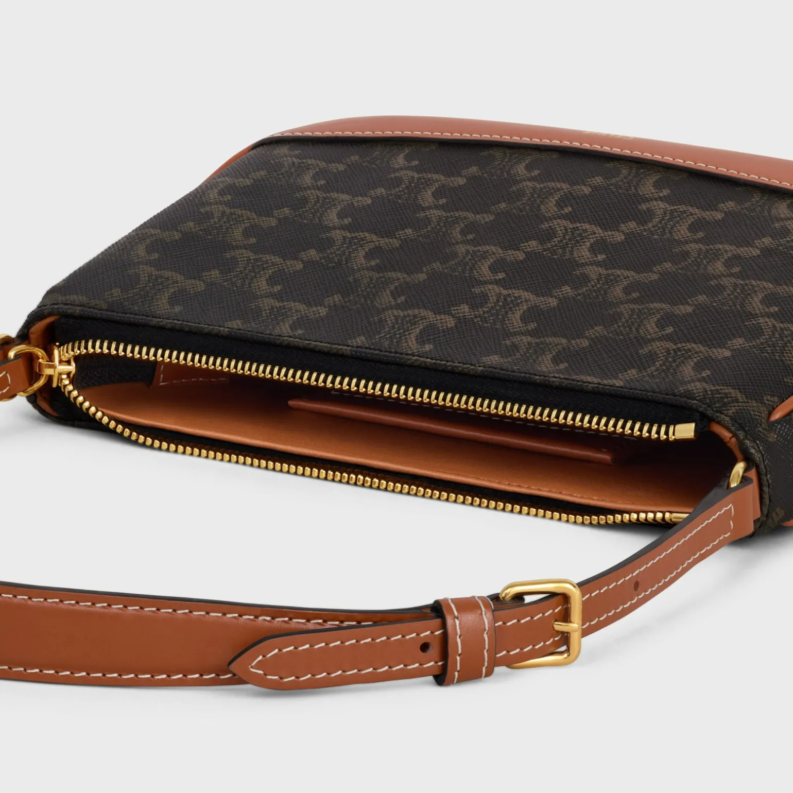 SHOULDER BAG in Triomphe Canvas and calfskin