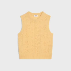 sleeveless sweater in Shetland pointelle