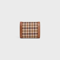 Small Flap Wallet TRIOMPHE in TARTAN TEXTILE AND CALFSKIN