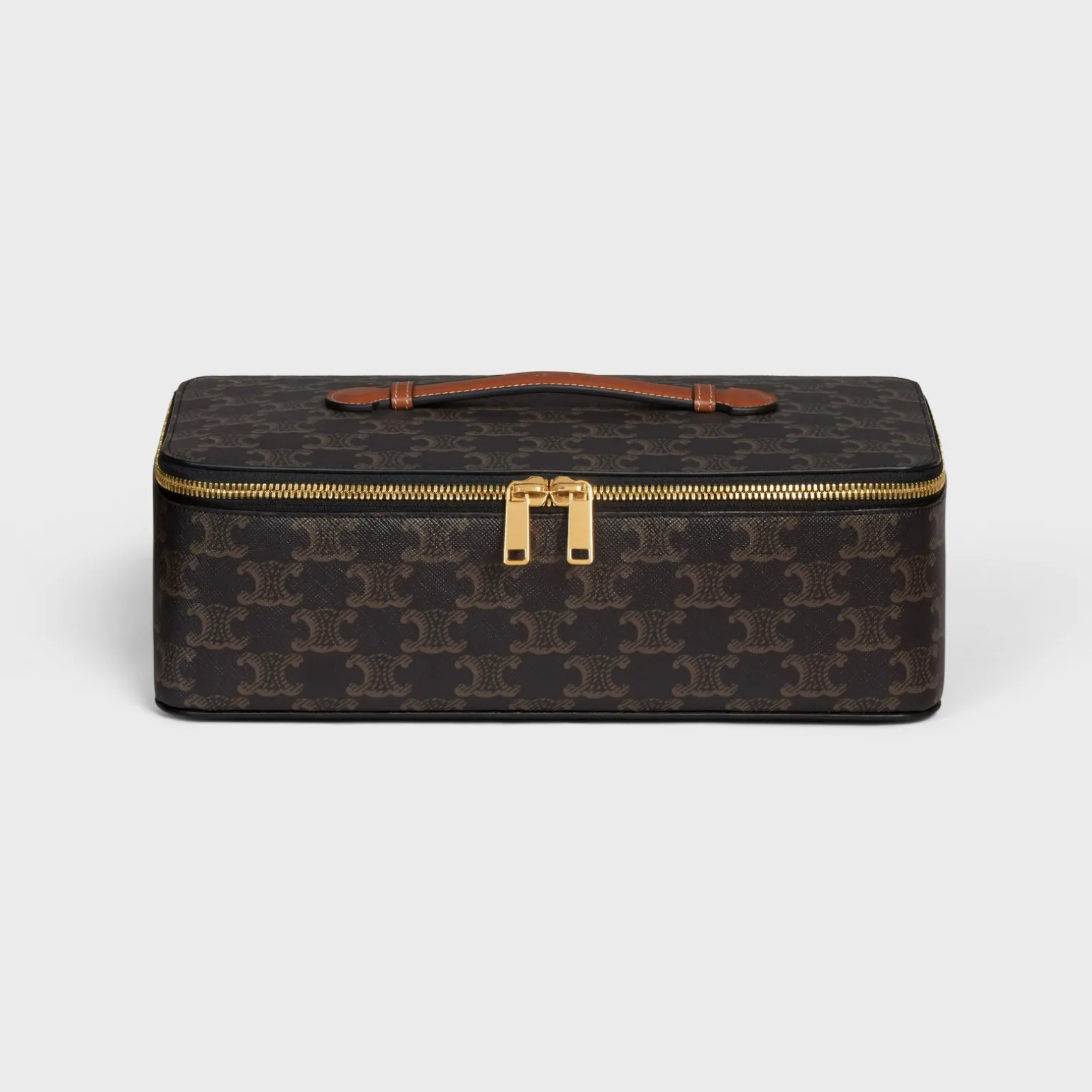 Top Handle Large Toiletry Case in Triomphe Canvas and Calfskin