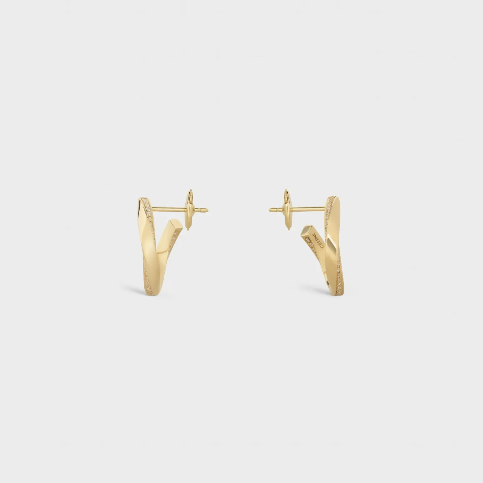 Torsion Earrings in Yellow Gold and Diamonds