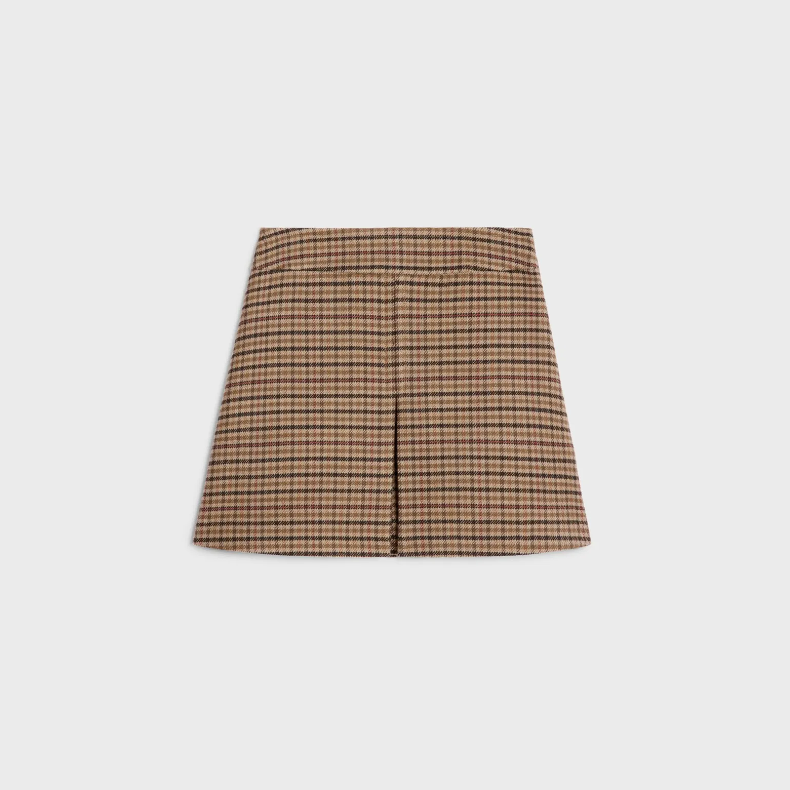 trapeze mini skirt in double face check wool