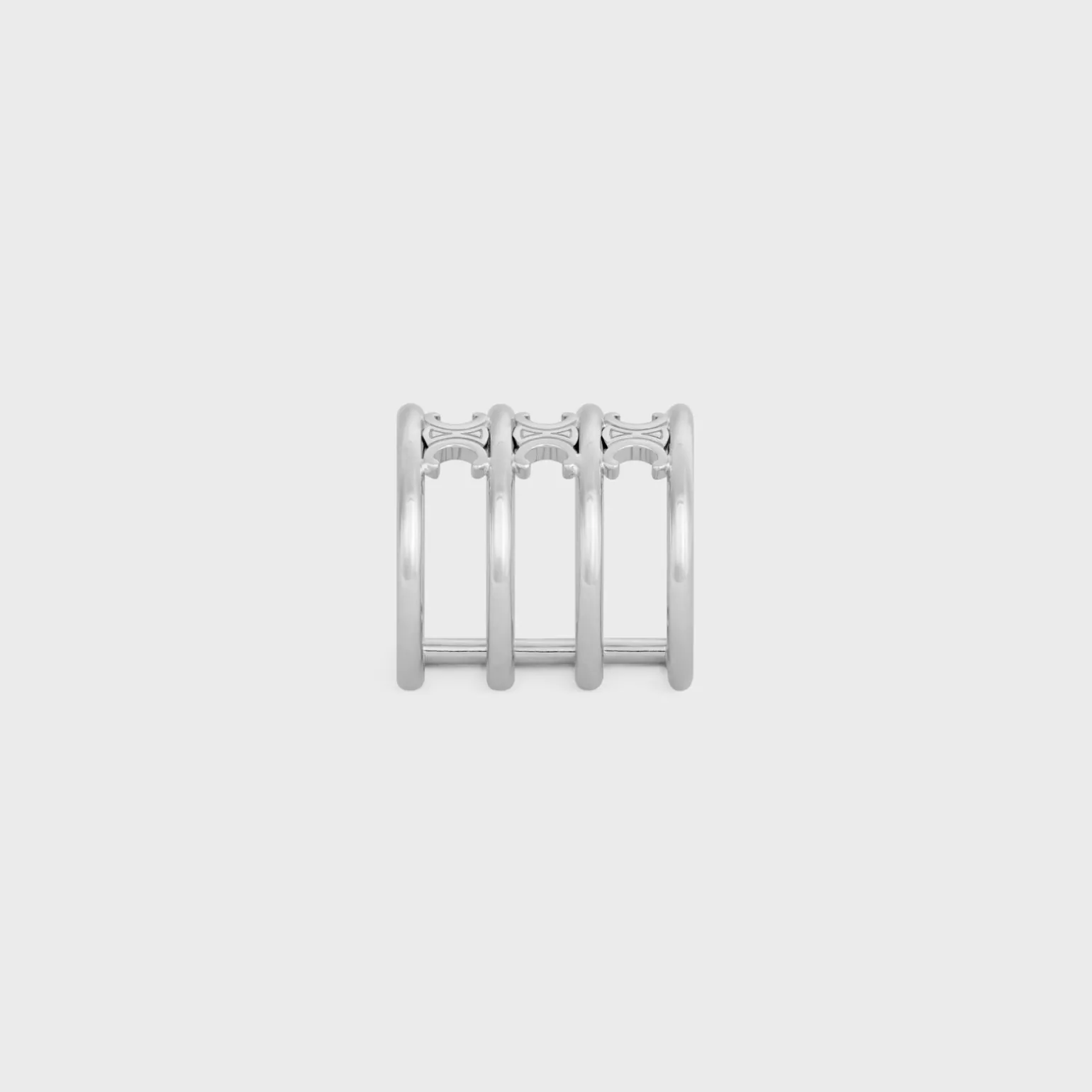 Triomphe Cage Ring in Brass with Rhodium Finish