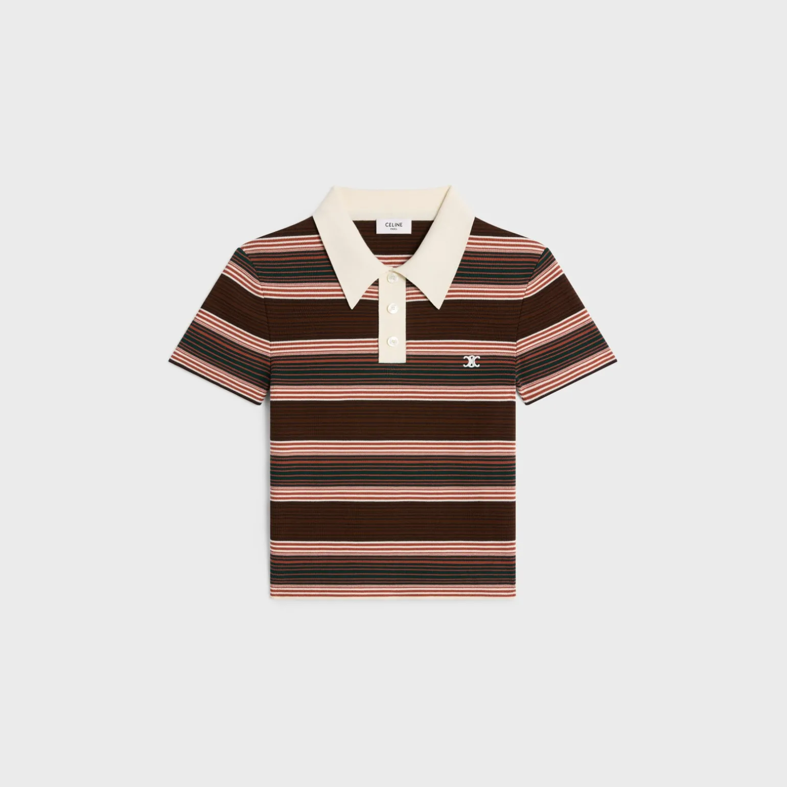 triomphe cropped polo shirt in striped cotton