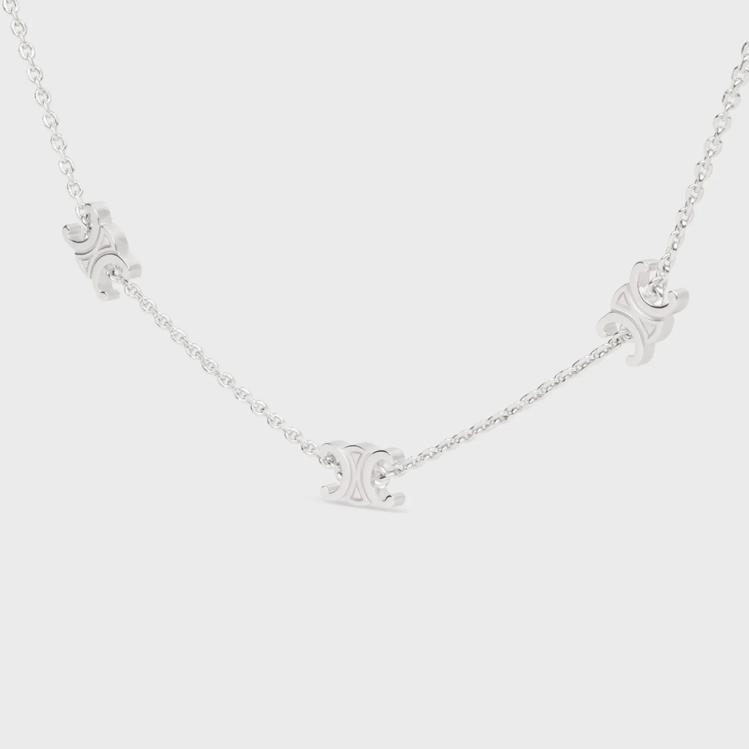 Triomphe Mini Triomphe Necklace in Brass with Rhodium Finish
