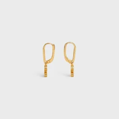 Triomphe Rhinestone Earrings in Brass with Gold Finish and Crystals