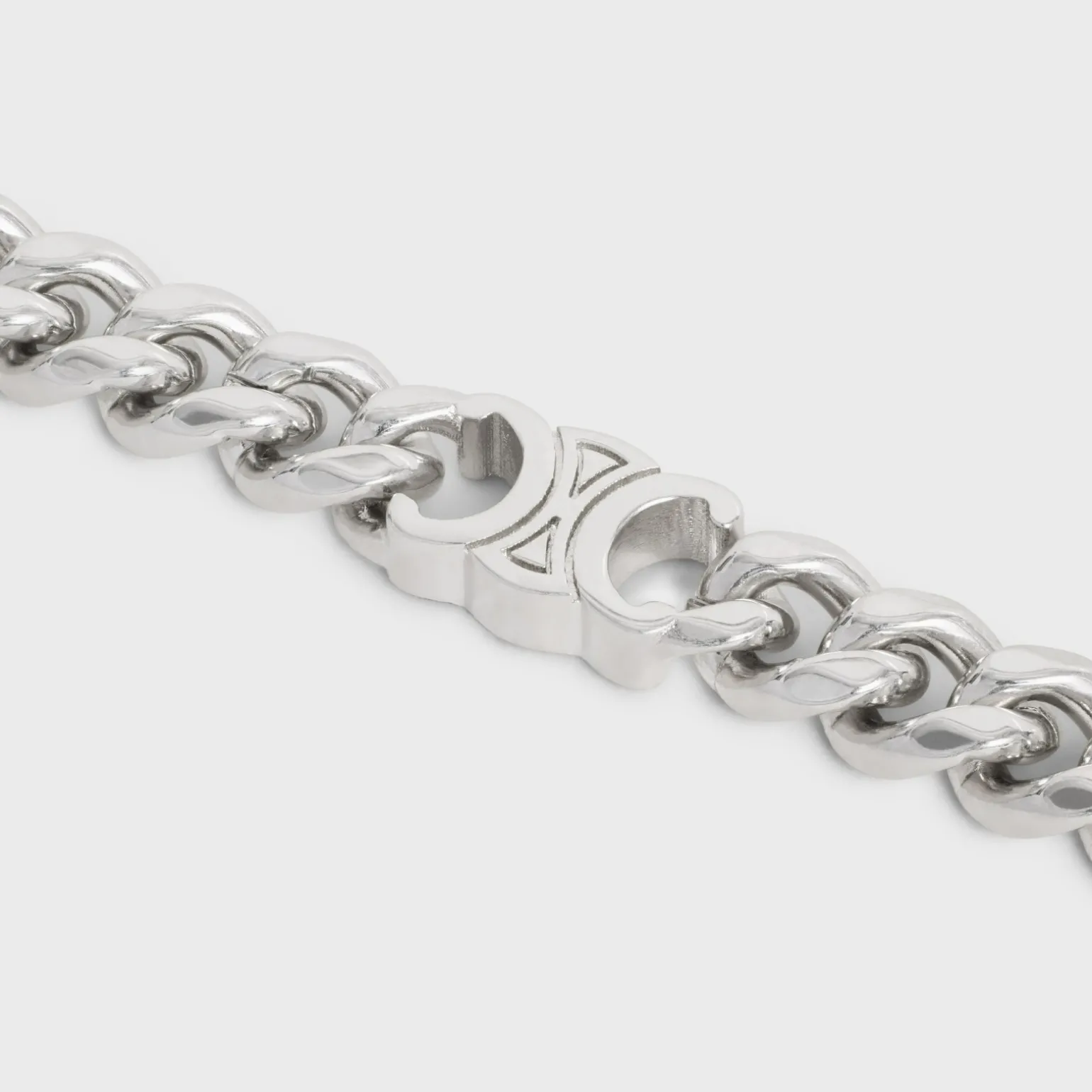 Triomphe Small Gourmette Bracelet in Brass with Rhodium Finish