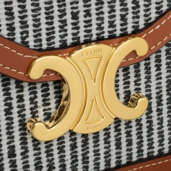 WALLET ON CHAIN MARGO in STRIPED TEXTILE AND CALFSKIN