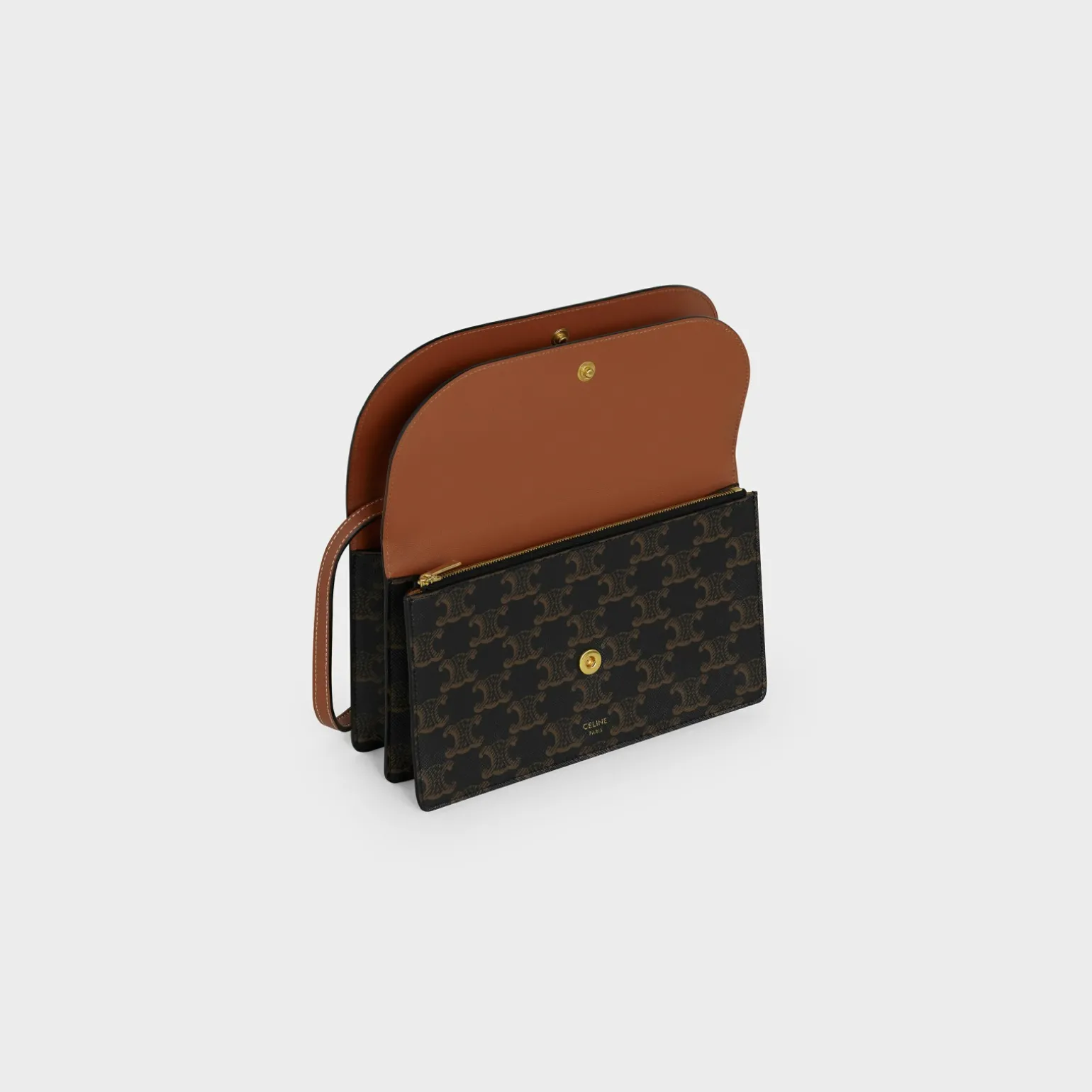 Wallet on strap in Triomphe Canvas and Smooth Lambskin